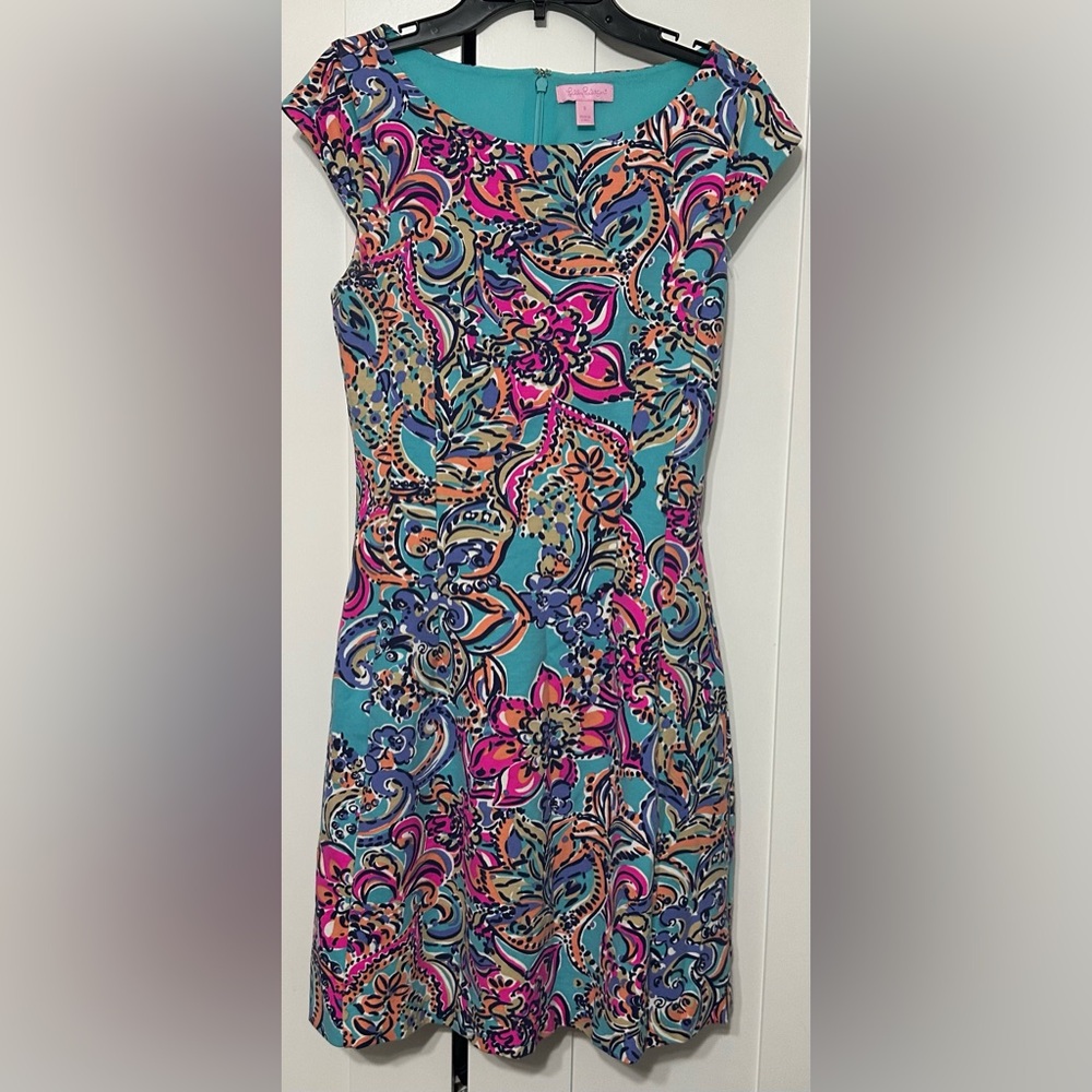 Floral Patterned Dress in Blue and Pink
